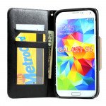 Wholesale Samsung Galaxy S5 SM-G900 Slim Flip Leather Wallet TPU Case with Strap and Stand (Gold)
